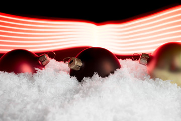 christmas ball in snow whit light effect