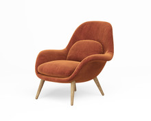 3d Rendering Of An Isolated Orange Modern Lounge Armchair	