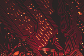 Electronic circuit board abstract background. computer motherboard close up. micro elements of computer. Intelligent technology