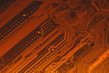 Wall Mural - Electronic circuit board abstract background. computer motherboard close up. micro elements of computer. Intelligent technology