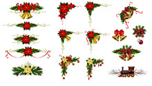 Christmas Decorations With Fir Tree Golden Jingle Bells