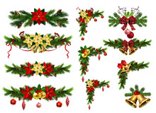 Christmas Decorations With Fir Tree Golden Jingle Bells