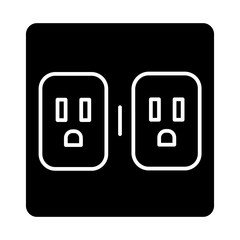 Sticker - Charging outlets glyph icon. Two wall sokets. Electrical connectors. Power points. Electrified room. Apartment amenities. Silhouette symbol. Negative space. Vector isolated illustration