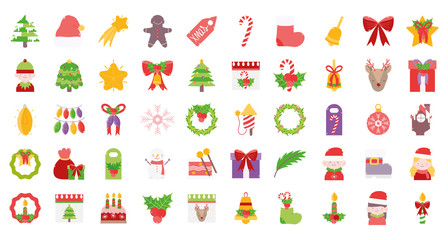 Poster - merry christmas decoration ornament icons set