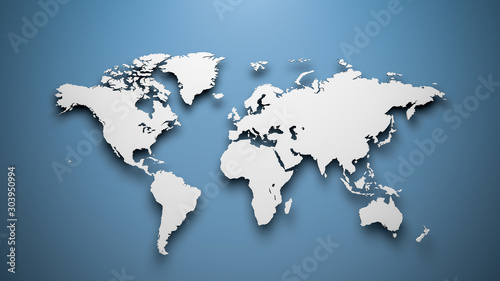 Fotomural World map on blue background