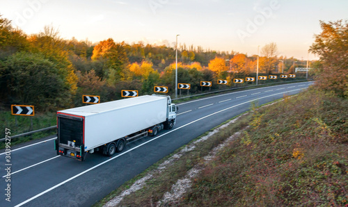 Heavy good vehicle in motion on the motorway