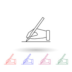 Poster - Hand with a pencil multi color icon. Simple thin line, outline vector of election icons for ui and ux, website or mobile application