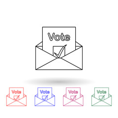 Poster - Ballot paper in an envelope multi color icon. Simple thin line, outline vector of election icons for ui and ux, website or mobile application