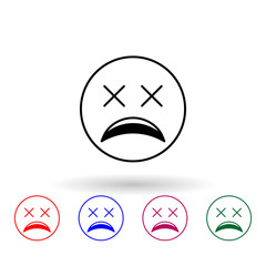 Poster - very tired multi color icon. simple thin line, outline vector of emoji icons for ui and ux, website 