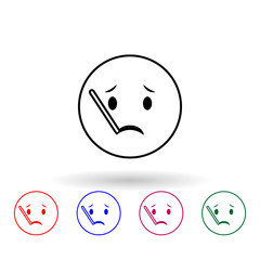 Poster - With a thermometer multi color icon. Simple thin line, outline vector of emoji icons for ui and ux, website or mobile application