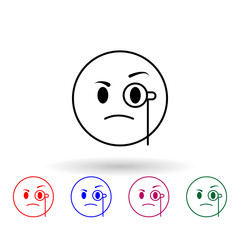 Poster - Scrutinizes multi color icon. Simple thin line, outline vector of emoji icons for ui and ux, website or mobile application