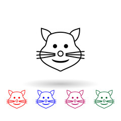 Sticker - Cat with a smile multi color icon. Simple thin line, outline vector of emoji icons for ui and ux, website or mobile application