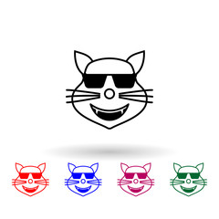 Poster - cool cat multi color icon. simple thin line, outline vector of emoji icons for ui and ux, website or