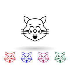 Poster - Tired cat multi color icon. Simple thin line, outline vector of emoji icons for ui and ux, website or mobile application