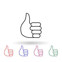 Poster - Thumb multi color icon. Simple thin line, outline vector of emoji icons for ui and ux, website or mobile application
