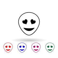 Poster - Eyes with hearts multi color icon. Simple thin line, outline vector of emoji icons for ui and ux, website or mobile application