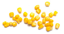 Yellow Corn Seeds Isolated On A White Background.