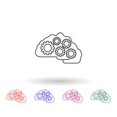 Poster - Brain and gears multi color icon. Simple thin line, outline vector of idea icons for ui and ux, website or mobile application
