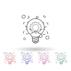Poster - Light bulb and gear atom multi color icon. Simple thin line, outline vector of idea icons for ui and ux, website or mobile application