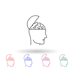 Poster - Open head with brain multi color icon. Simple thin line, outline vector of idea icons for ui and ux, website or mobile application