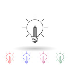 Poster - Light bulb and pencil multi color icon. Simple thin line, outline vector of idea icons for ui and ux, website or mobile application