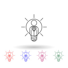 Poster - Business man in a light bulb multi color icon. Simple thin line, outline vector of idea icons for ui and ux, website or mobile application