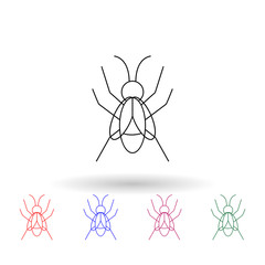 Poster - Fly multi color icon. Simple thin line, outline vector of insect icons for ui and ux, website or mobile application