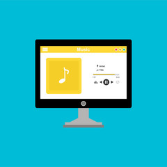 Wall Mural - Mobile music application interface design concept isolated on colored background flat vector illustration. Can be used for workflow layout template