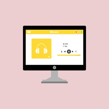 Vector illustration of music player flat design concept. easy to use and highly customizable.