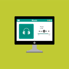 Wall Mural - Mobile music application interface design concept isolated on colored background flat vector illustration. Can be used for workflow layout template