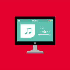 Wall Mural - Music player app interface vector color template. Media player navigation screen. Flat UI, GUI. Playing audio, radio. Easy to edit and customize