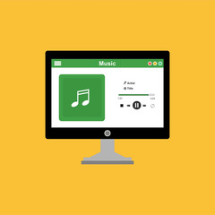 Wall Mural - Mobile music application interface design concept isolated on colored background flat vector illustration. Can be used for workflow layout template