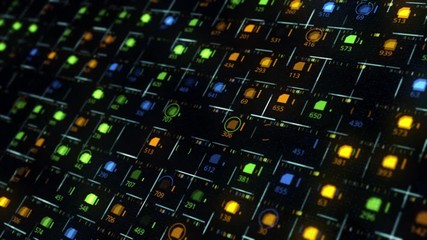 Poster - Abstract animation of stock market data and financial analysis on the dark background. Animation. Abstract financial background, statistics report