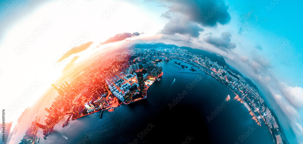 Hong Kong Cityscape view from high angle - obrazy, fototapety, plakaty 
