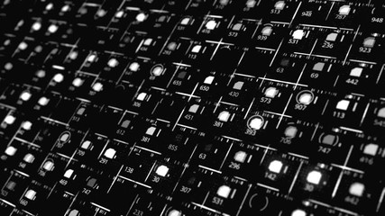 Aufkleber - Abstract monochrome animation of stock market data and financial analysis on the dark background. Animation. Abstract financial background, statistics report