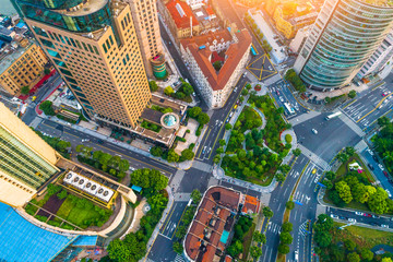 Aerial view of the Shanghai city,China.