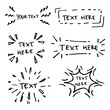 Vector hand drawn collection of design  elements for emphasis text in comic style