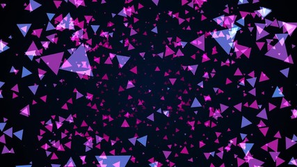 Poster - 3D rendering background of numerous triangular particles on a black. Computer generated abstract web space