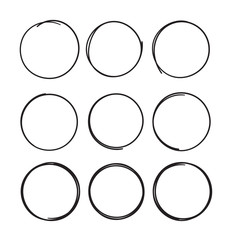 Wall Mural - Hand drawn circle line sketch set Vector isolated on white