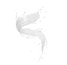 Twisted Milk Splash Isolated On Background, Liquid Or Yogurt Splash, Include Clipping Path. 3d Rendering.