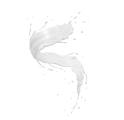 twisted milk splash isolated on background, liquid or yogurt splash, include clipping path. 3d rende