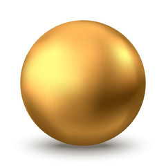 gold sphere or oil bubble isolated on white background.