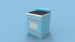 3d rendering of a blue retro vintage cooking stove isolated