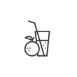 Orange juice line icon. Fresh drink linear style sign for mobile concept and web design. Orange lemonade glass outline vector icon. Bar beverages symbol, logo illustration. Vector graphics