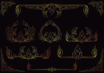 Thai art element design,Thai art vector, Vintage background.