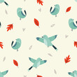 Seamless pattern with cute birds. Vector design