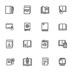 Poster - Book icon set. Line icons collection on white background. Reading, information, knowledge. Education concept. Can be used for topics like school, literature, bookstore