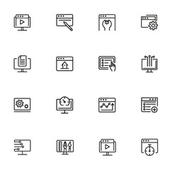 Poster - Browser line icon set. Window, settings, homepage. Internet concept. Can be used for topics like website design, remote work, internet marketing, communication