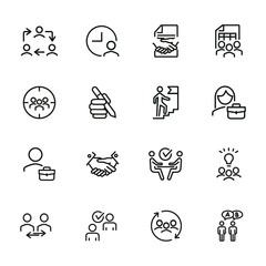 Poster - Businesspeople line icon set. Interview, handshake, businessman. Business concept. Can be used for topics like startup, dealing, management, leadership