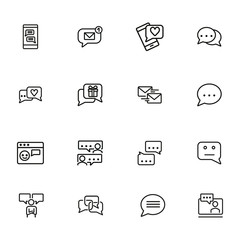 Poster - Chat room line icon set. Speech bubbles, technology, texting. Social media concept. Can be used for topics like communication, correspondence, message